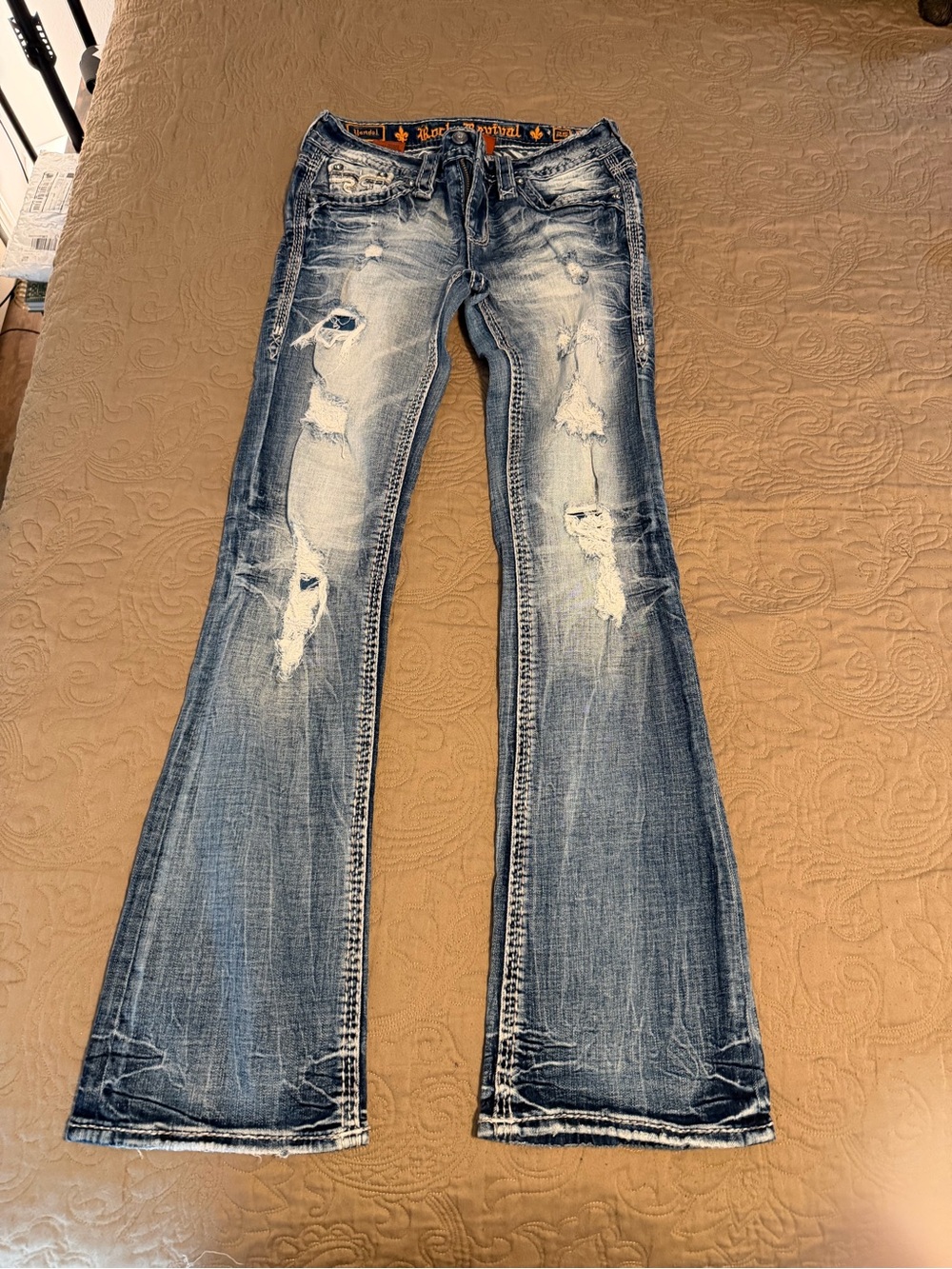 Rock Revival Distressed Blue Flare Jeans